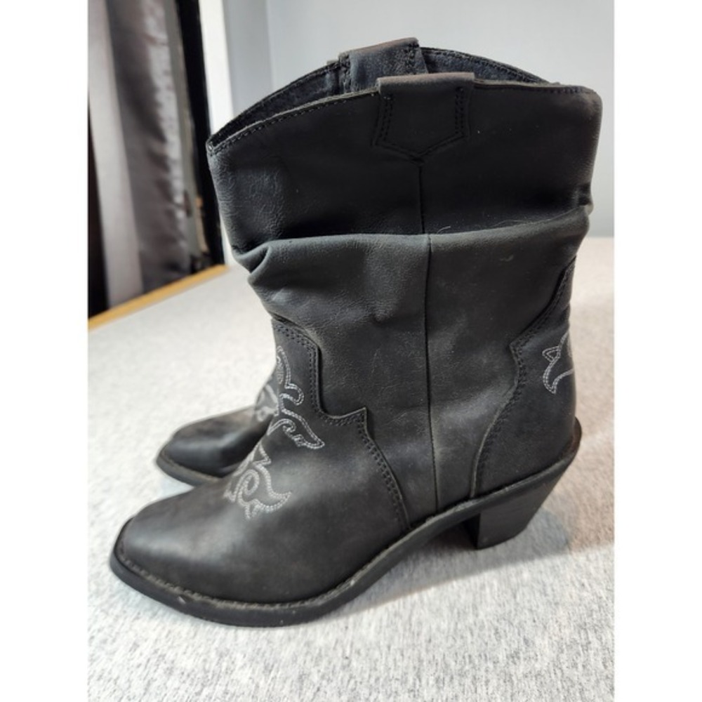 Santa Fe Boot Co Womens Black Leather Slouch Western Cowboy Boots SFW4030 Sz 7.5